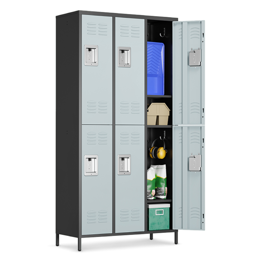6 Locker Storage Six-Locker Storage Cabinet | Metal Team Locker for Warehouse, School ...
