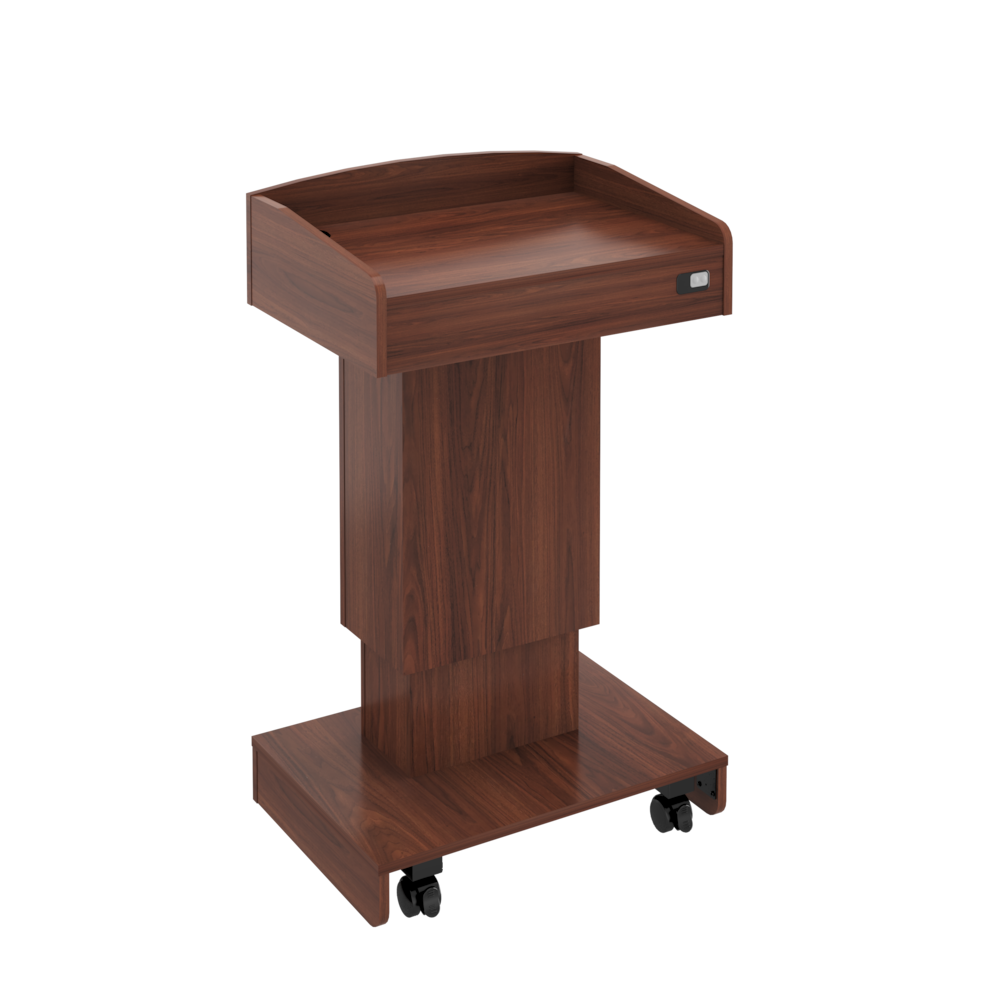 Height Adjustable Wooden Speaking Podium Stand with Lockable Wheels ...