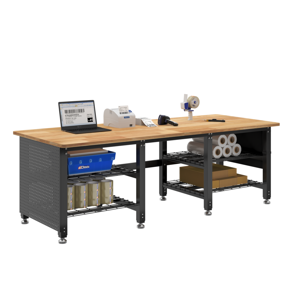 Heavy-Duty Industrial Packing Workstation – 90" × 35"_4Dock