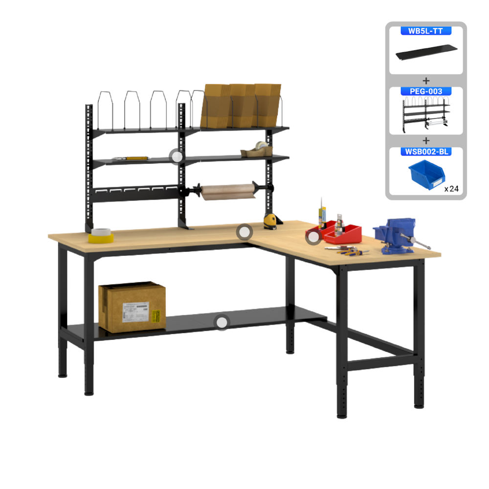 Heavy-Duty Industrial Packing Workstation – L-Shaped, 72" × 72"_4Dock