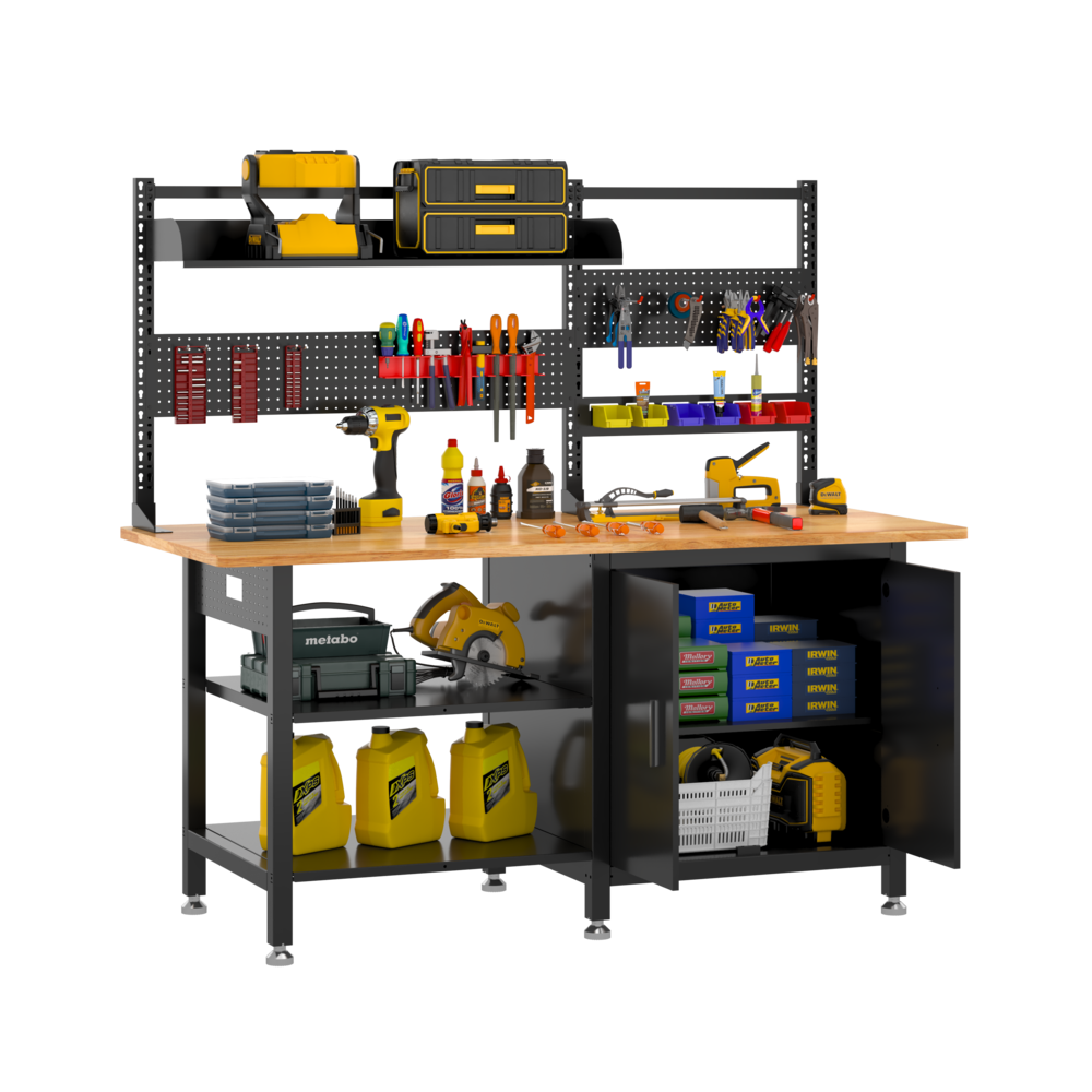 72" x 30" Heavy-Duty Workstation with Cabinet | 4Dock