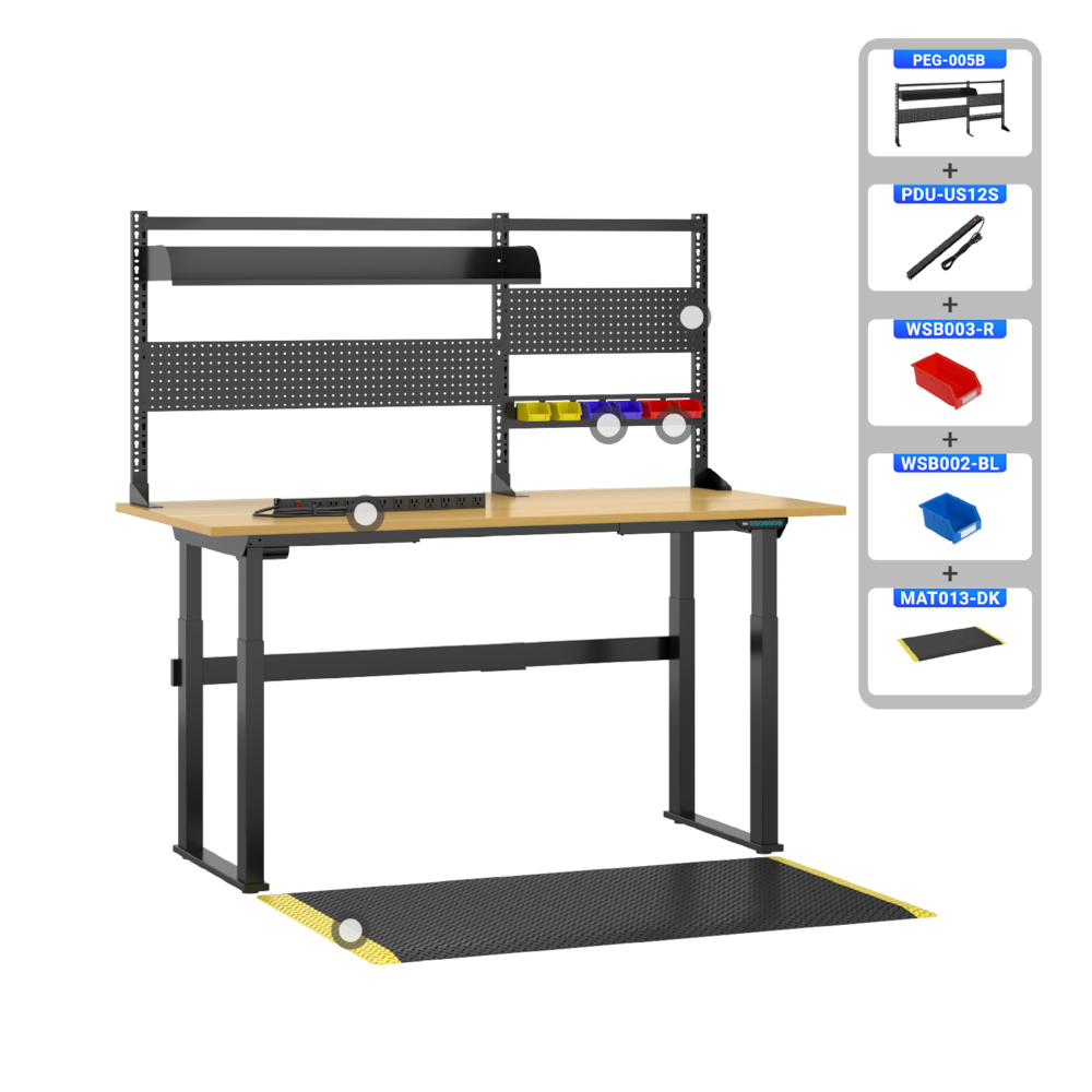 Electric Height Adjustable Packing Workstation – 72" × 36", Dual-Motor Lift_4Dock