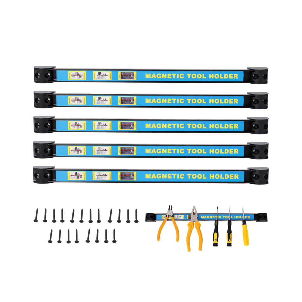 5-Pack 18" Heavy-Duty Magnetic Tool Bar Set | Strong Neodymium Tool Holders with Mounting Screws_4Dock