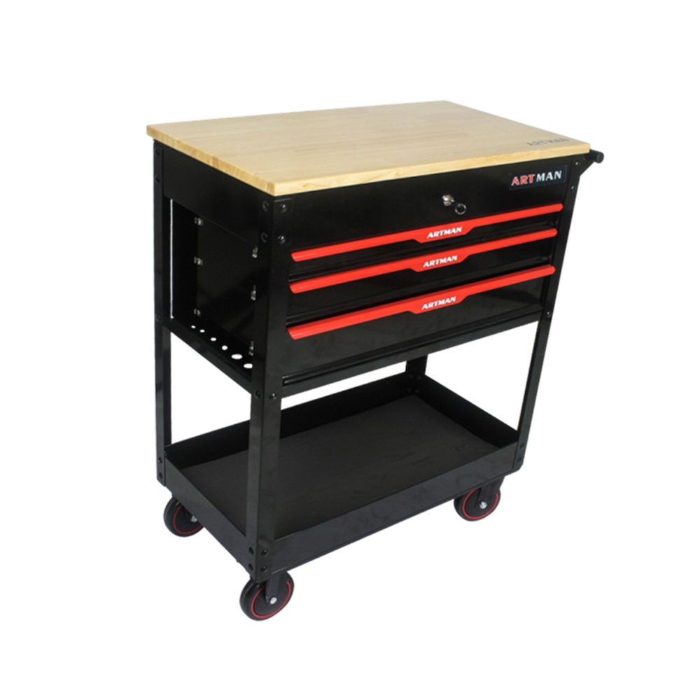 3-Drawer Metal Multi-functional Tool Cart with Wheels_4Dock