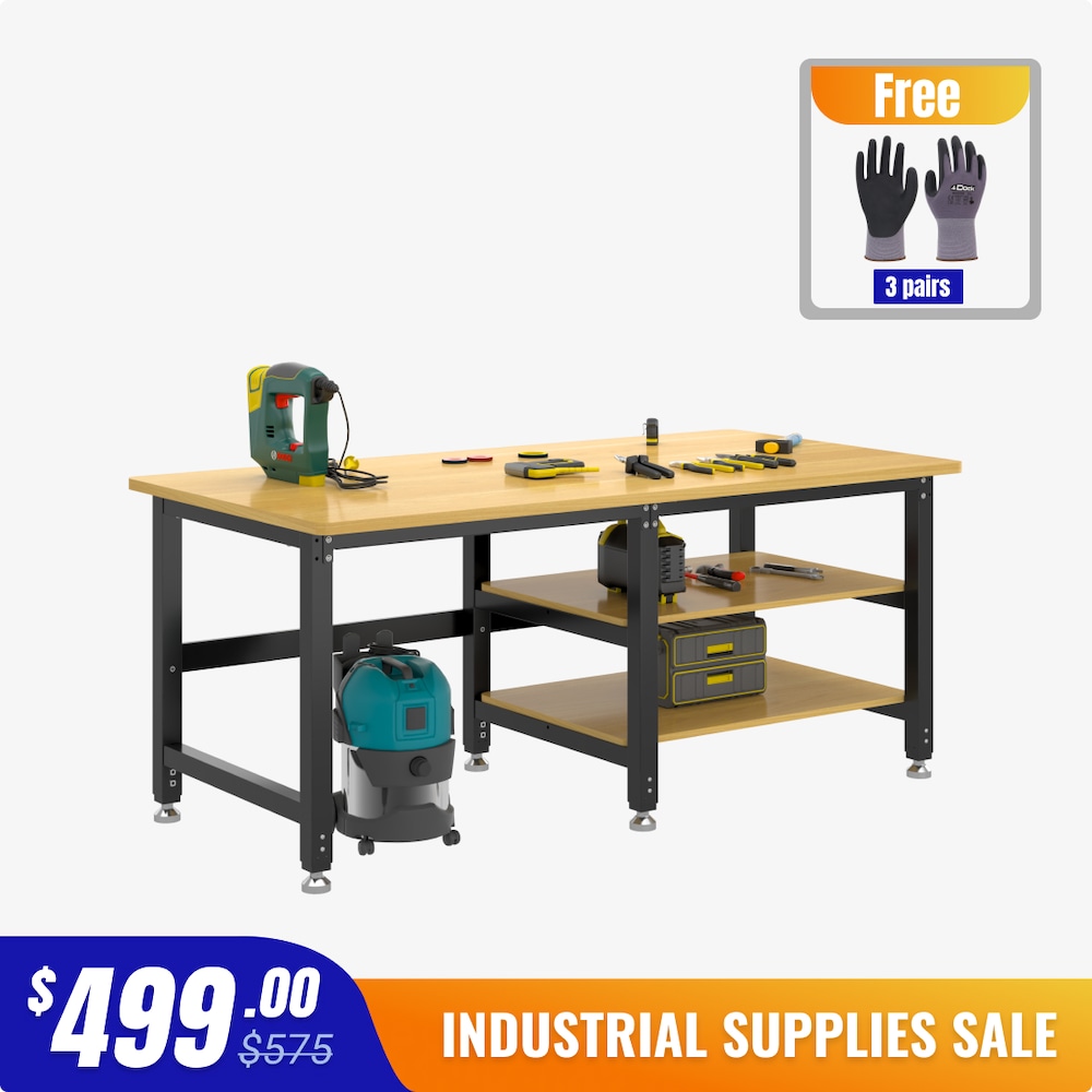 Heavy-Duty Industrial Packing Table – 70" × 35", 3000 lb, Optional Shelves_4Dock