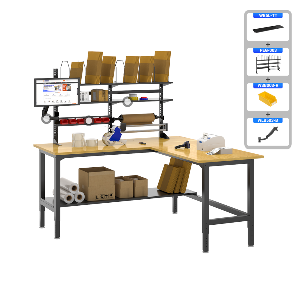 Heavy-Duty Industrial Packing Workstation – L-Shaped, 72" × 72"_4Dock