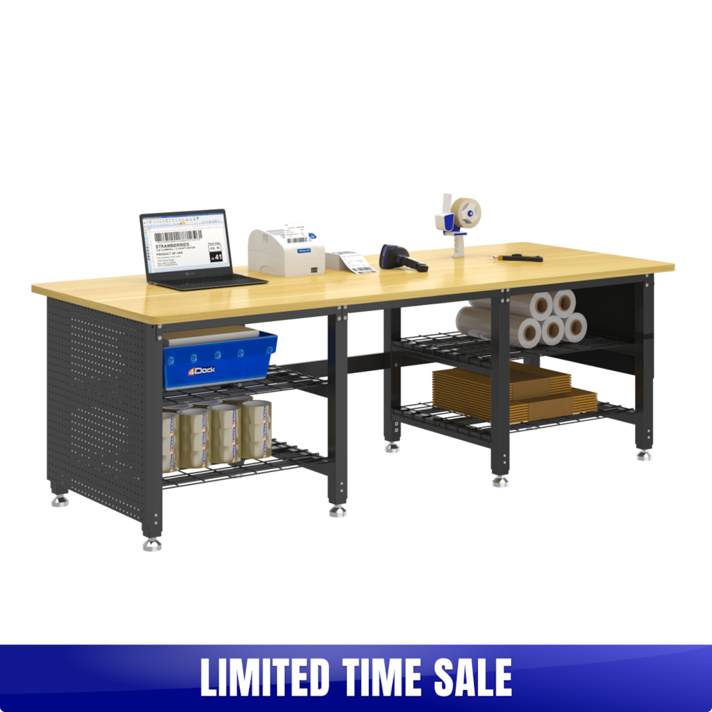 Heavy-Duty Industrial Packing Workstation – 90" × 35"_4Dock