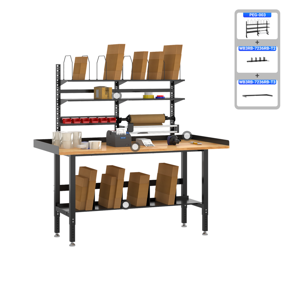 Heavy-Duty Industrial Packing Workstation-72" x 36"_4Dock
