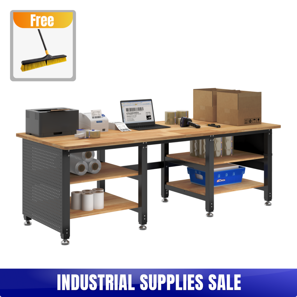 Heavy-Duty Industrial Packing Workstation – 90" × 35"_4Dock