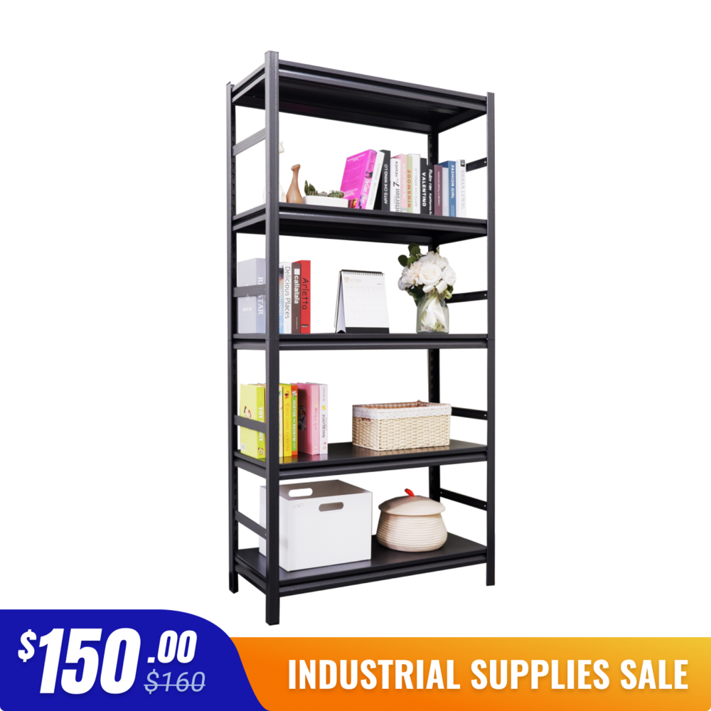 5-Tier Open Industrial Steel Shelving With Fence_4Dock