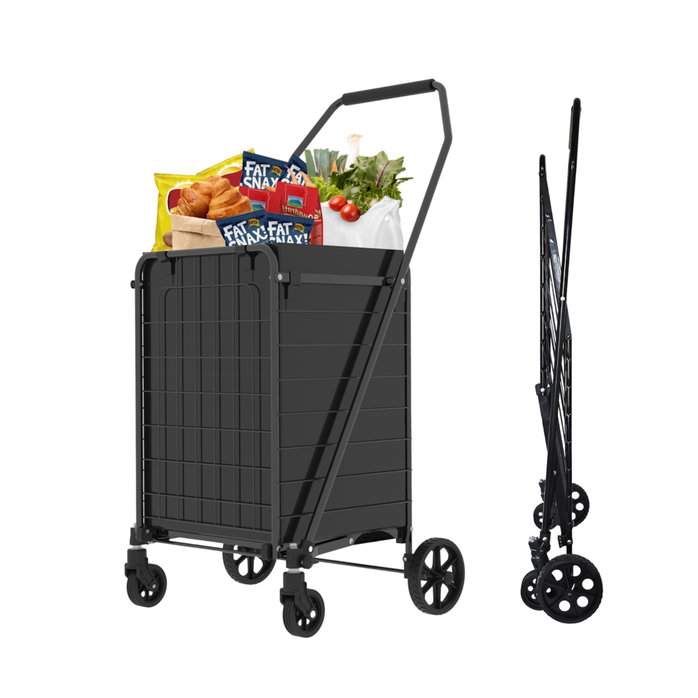 Foldable Utility Shopping Carts with Double Basket_4Dock