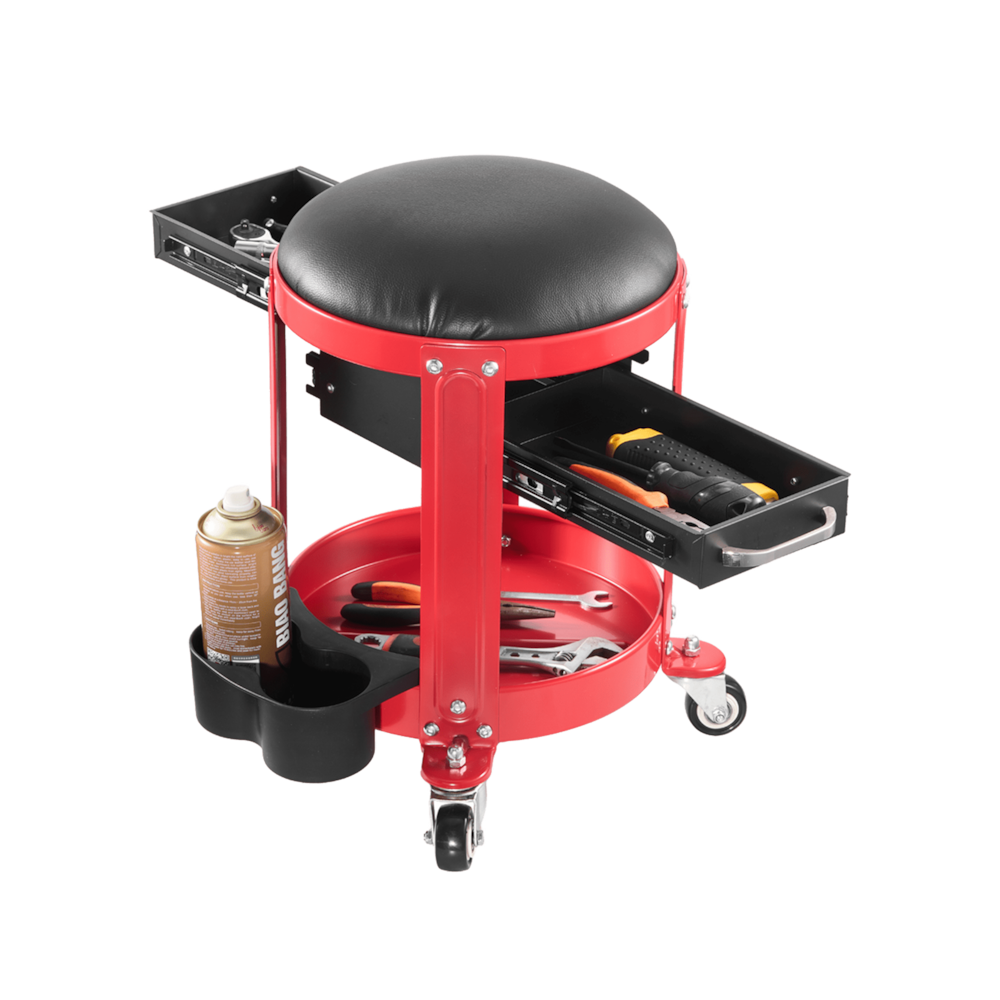 Heavy-Duty Rolling Mechanic Stool, 300 lb Capacity with Drawers & Storage_4Dock