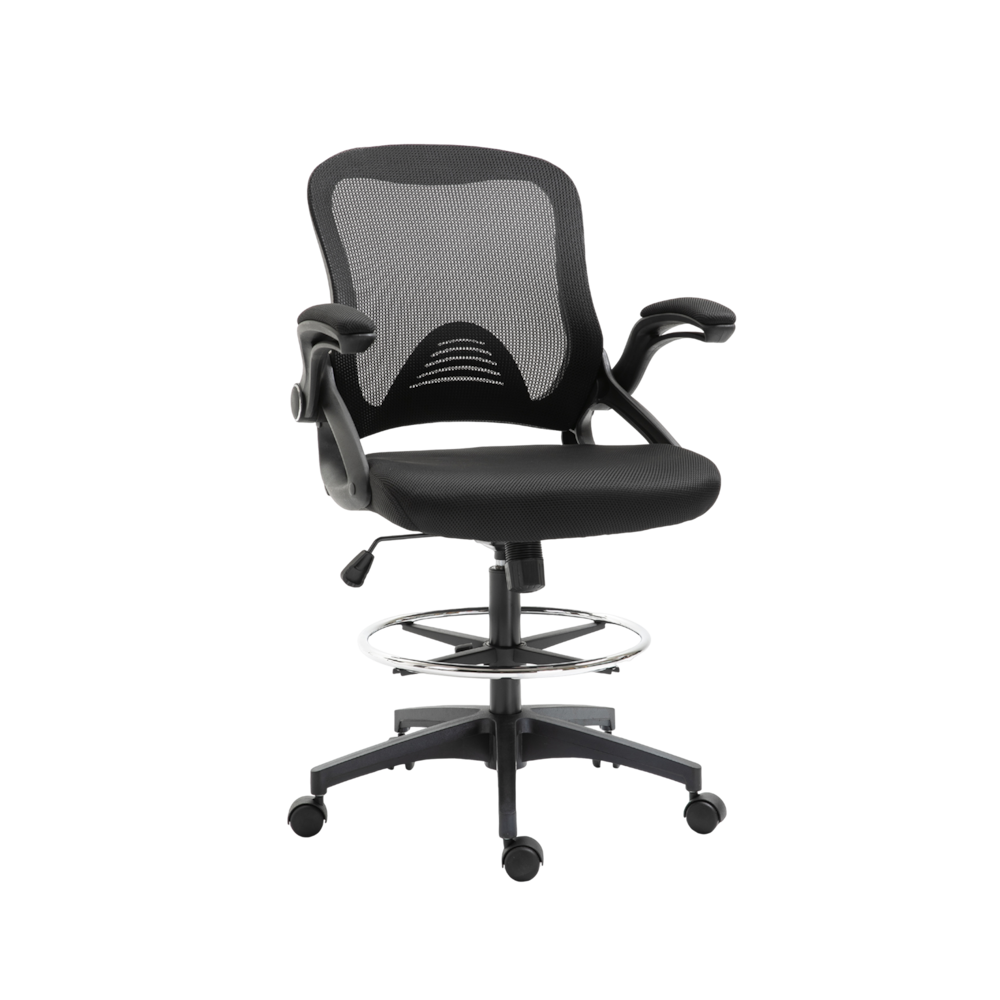 Mesh Drafting Chair, Tall Office Chair with Lumbar Support_4Dock