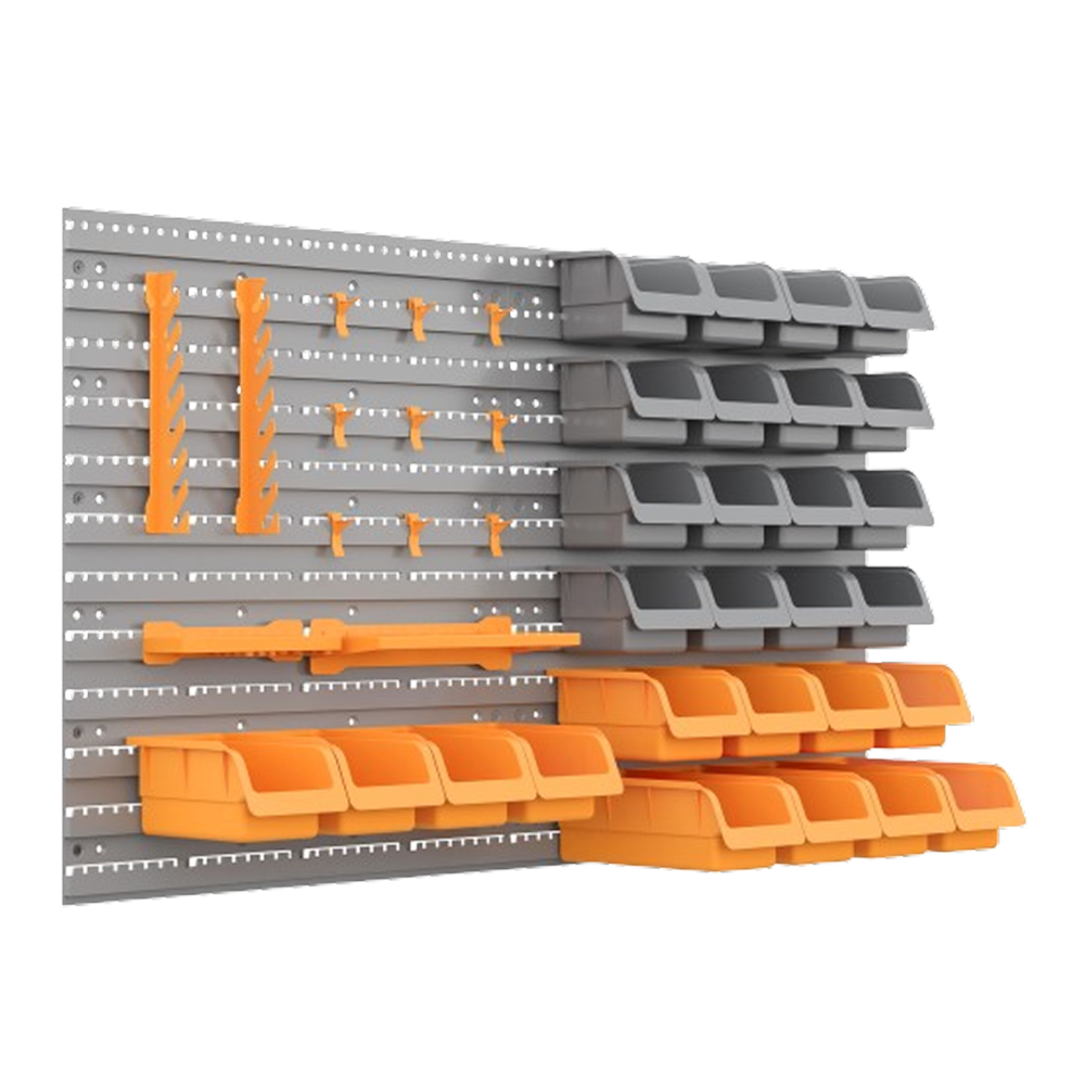 44 Piece Wall Mounted Pegboard Tool Organizer Rack Kit_4Dock