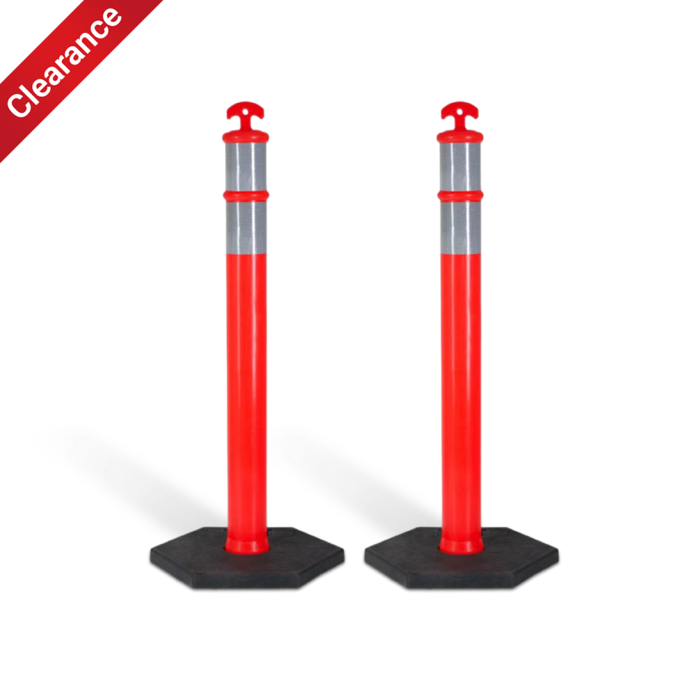 45 Inch Portable Reflective Delineator Post with Hexagonal Base - 2 Pack_4Dock