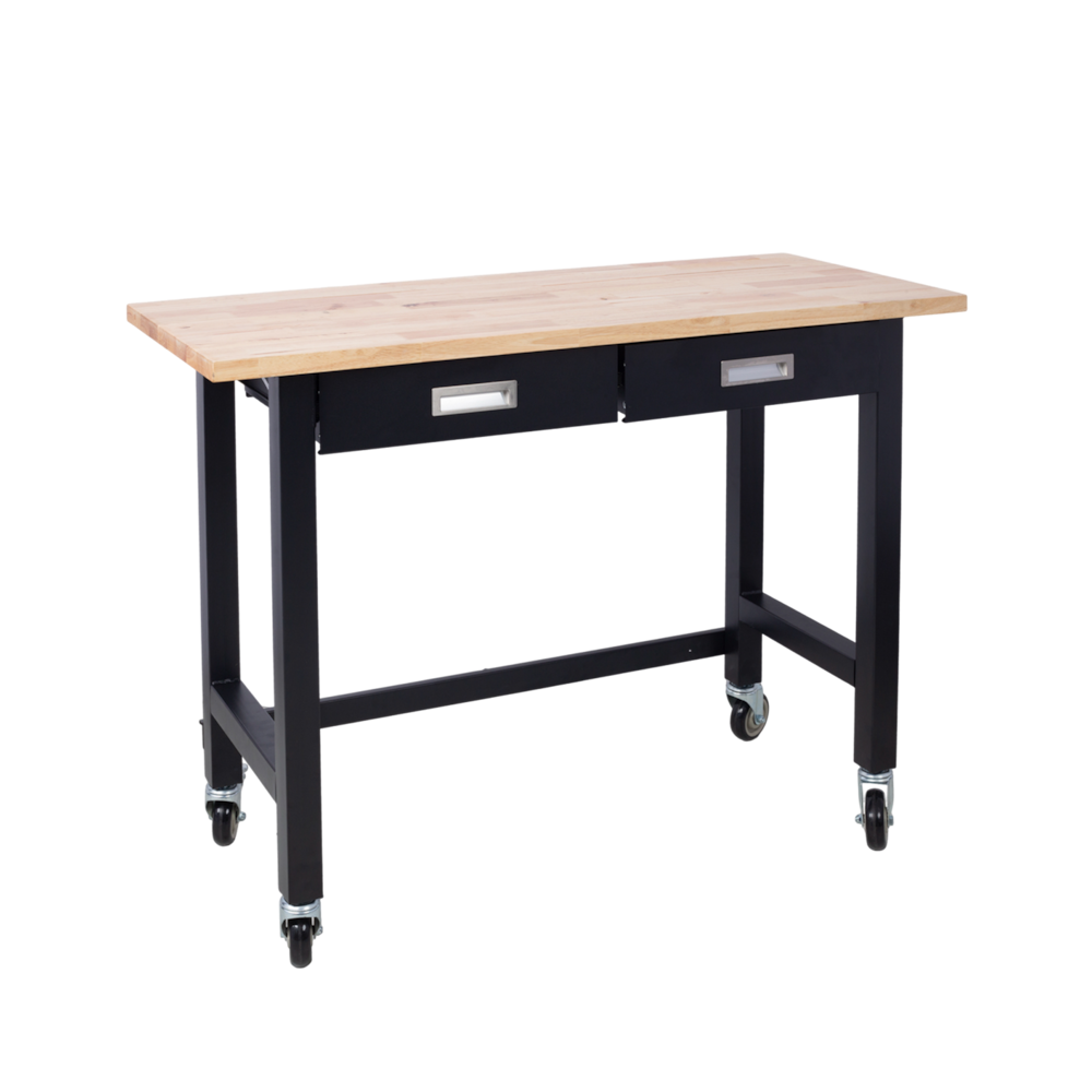 48" Mobile Workbench with Drawer and Bamboo Wood Tabletop_4Dock