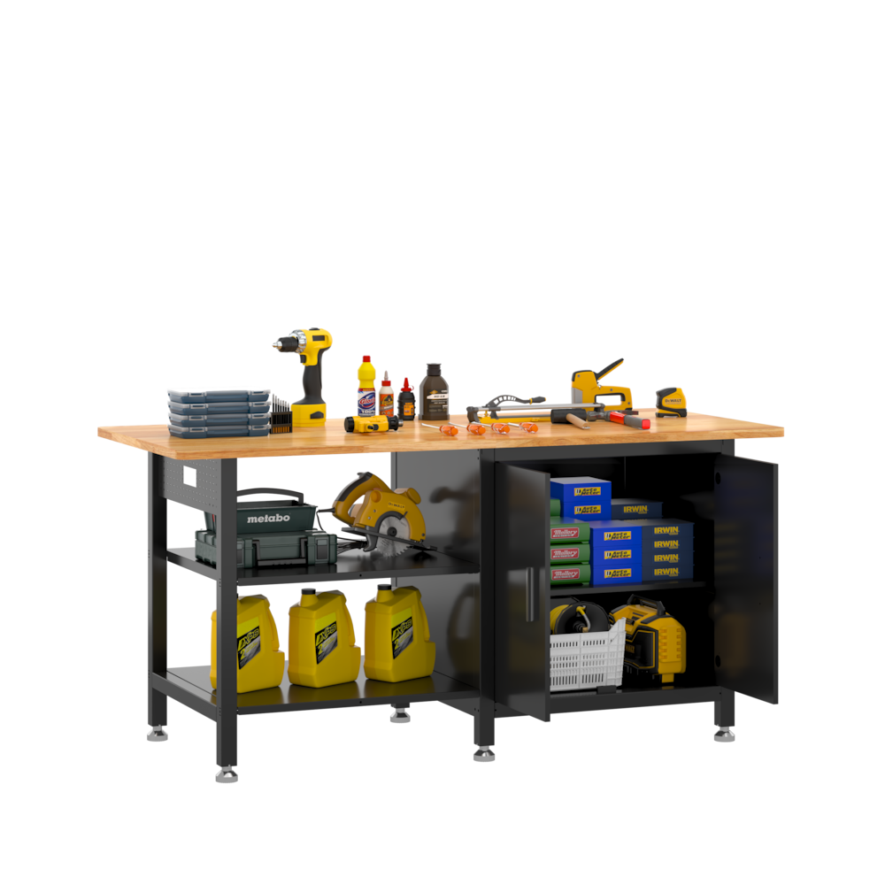 Heavy-Duty Industrial Cabinet Workbench – 72" × 30"_4Dock