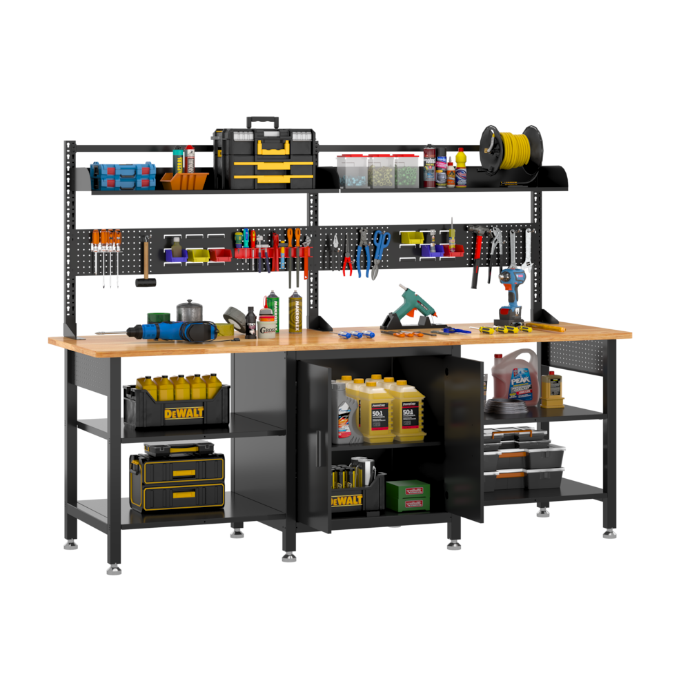 96 in. Extra-Large Industrial Workbench with Cabinet_4Dock