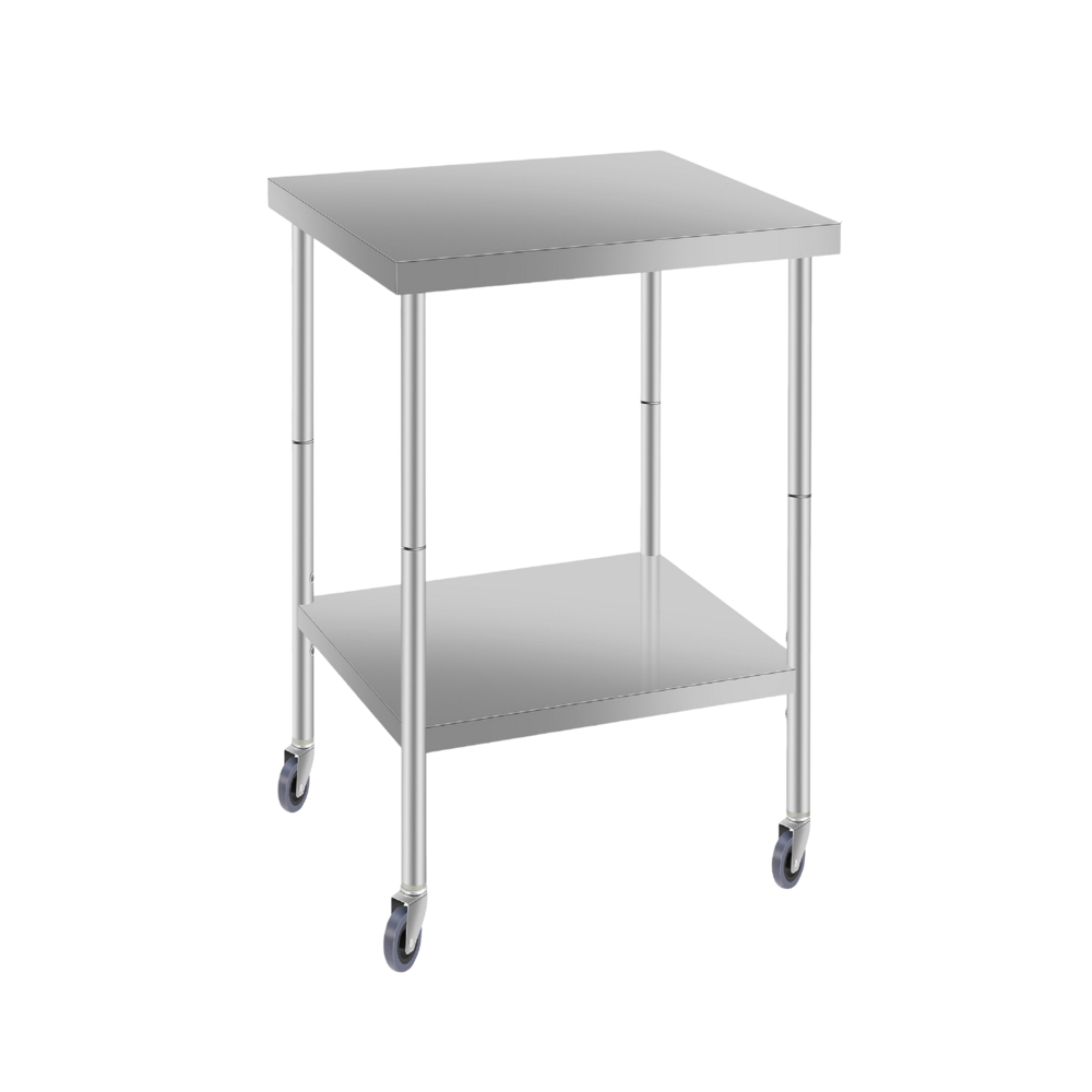 24"Stainless Steel Prep Table with Undershelf & Wheels_4Dock