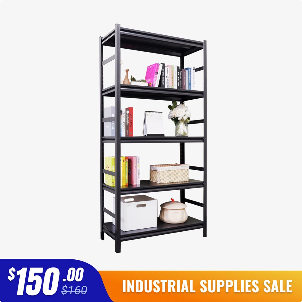 5-Tier Open Industrial Steel Shelving With Fence_4Dock