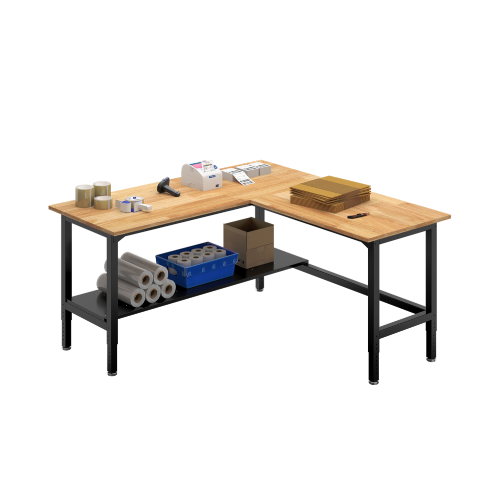 Heavy-Duty Industrial Packing Table – L-Shaped, 72" × 72", 3000 lb Capacity_4Dock