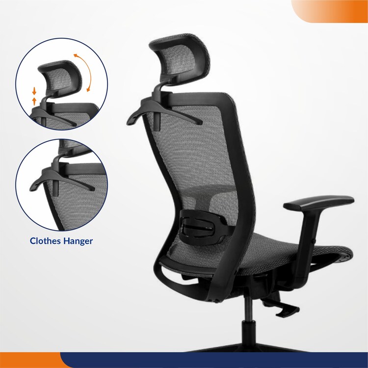 High Back Ergonomic Mesh Office Chair with Clothes Hanger | 4Dock