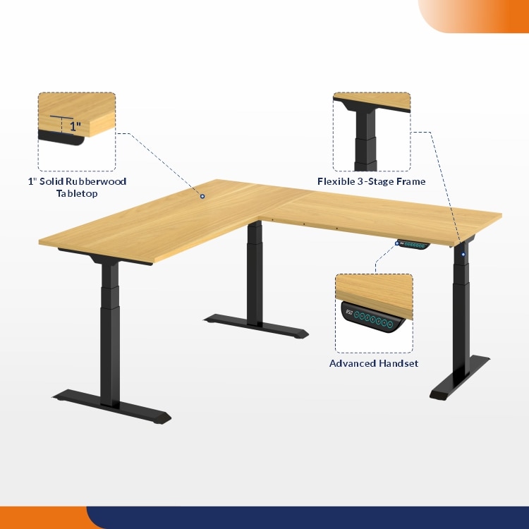 L-Shaped Electric Industrial Height-Adjustable Workbench | 4Dock