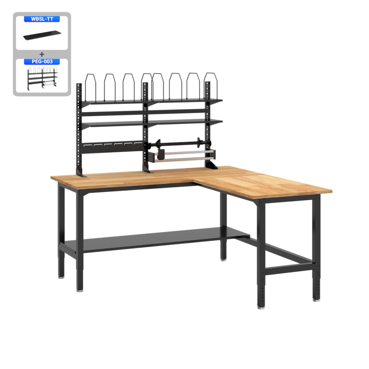 72x72 L-Shaped Workstation with Storage | Heavy-Duty Workbench