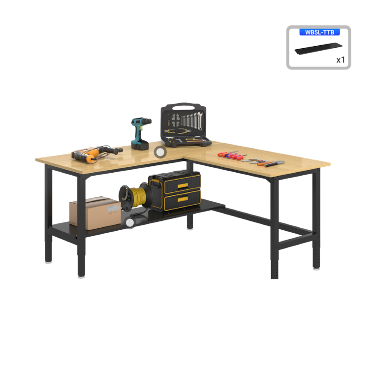 72x72 L-Shaped Workstation with Storage | Heavy-Duty Workbench