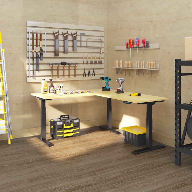 L-Shaped 3-Motor 3-Stage 3-Leg Electric Workbench WB5TB | 4Dock
