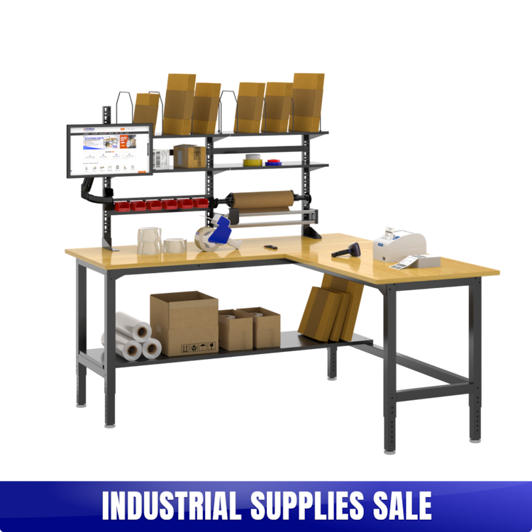 72x72 L-Shaped Workstation with Storage | Heavy-Duty Workbench