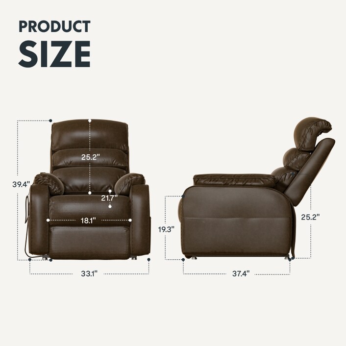 Power reclining chair with adjustable headrest on sale