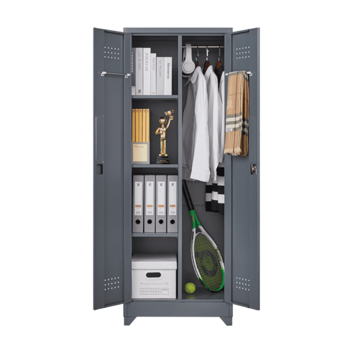 SC1H Classic Metal Storage Cabinet with Shelves and Hanging Rod