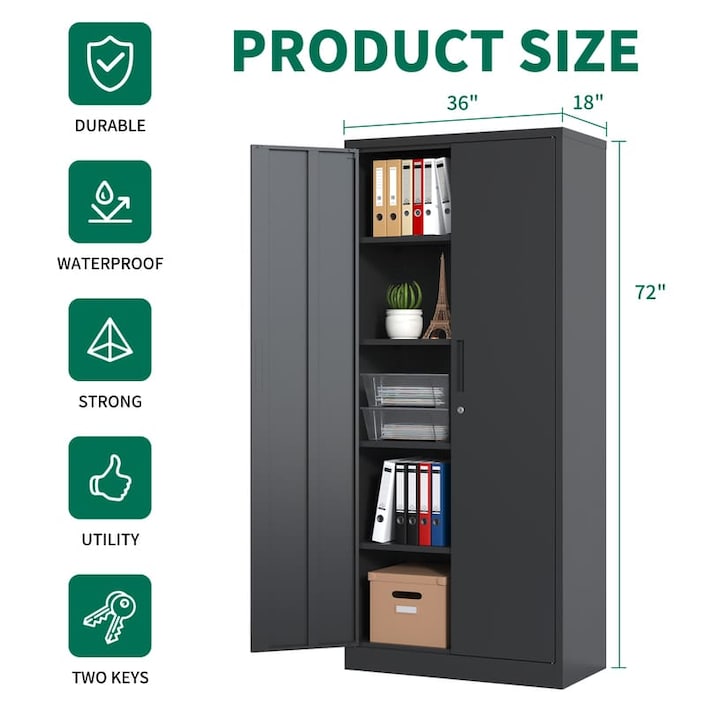 SC2B Basic Metal Garage Storage Cabinet with 3 Shelves | FLEXIMOUNTS