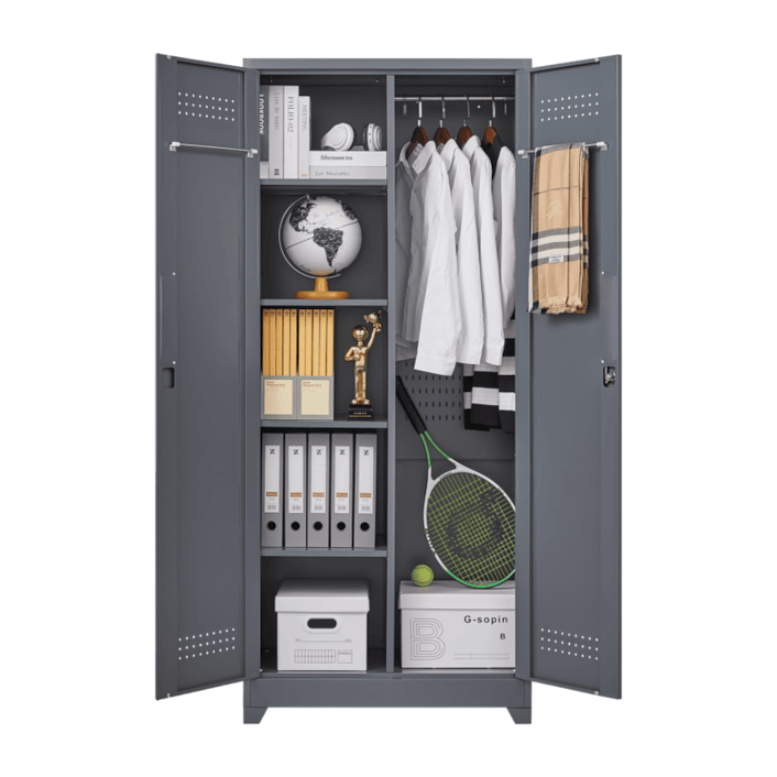 SC1H Classic Metal Storage Cabinet with Shelves and Hanging Rod
