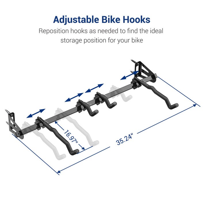 Fleximounts 6-Bike Storage Rack for Garage, Heavy-Duty Wall Mount Hanger for Home & Garage, Holds Up to 300lbs