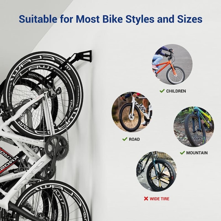 Deemount Mount Bike Hooks Adjustable Bicycle Wall Holder Rack Buckle Hanger  Horizatal Vertial Storage Fits1.0