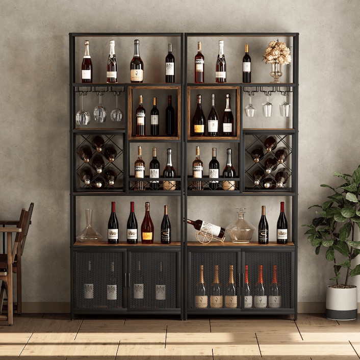 BC110 Tall Black Bar Wine Rack Cabinet FLEXIMOUNTS - Main Image