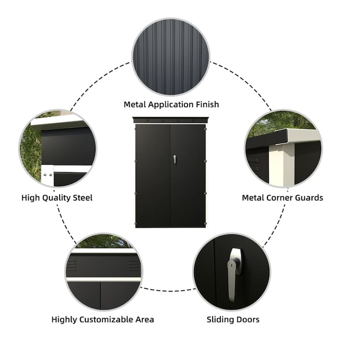 D644 Steel Utility Tool Shed Storage House with Door & Lock