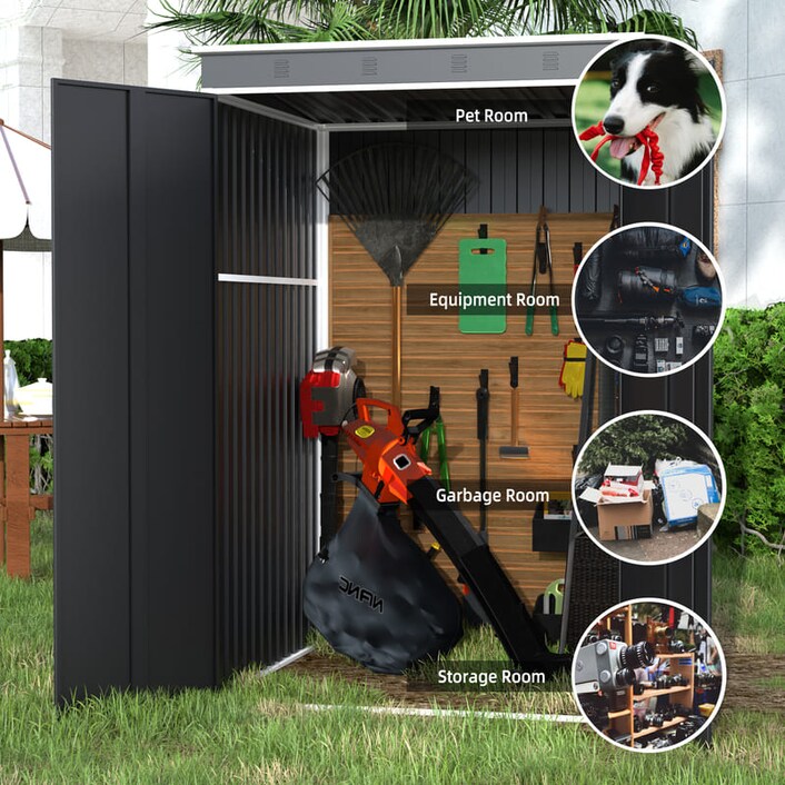 D644 Steel Utility Tool Shed Storage House with Door & Lock