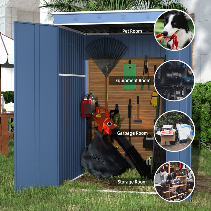 D644 Steel Utility Tool Shed Storage House with Door & Lock