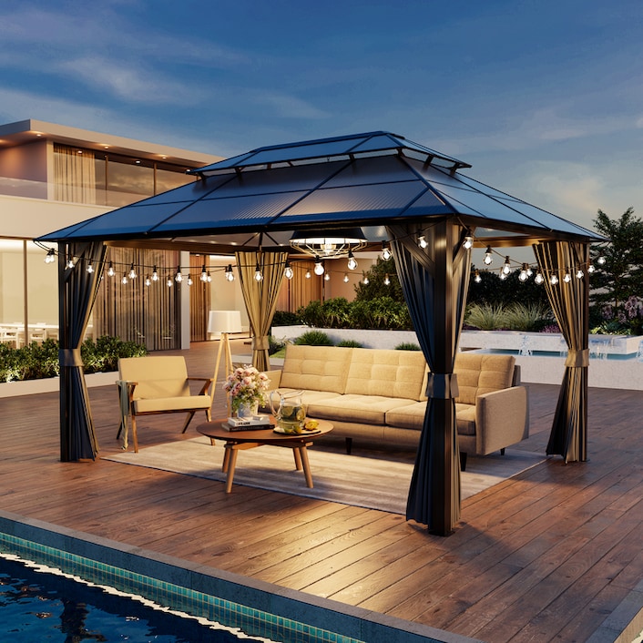【シーホー】 outdoor-hardtop-gazebo-with-polycarbonate-double-roof-canopy-10