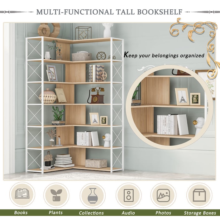 L Shaped Corner Bookcase Yitahome | 5 Tier L Shape Freestanding Ladder
