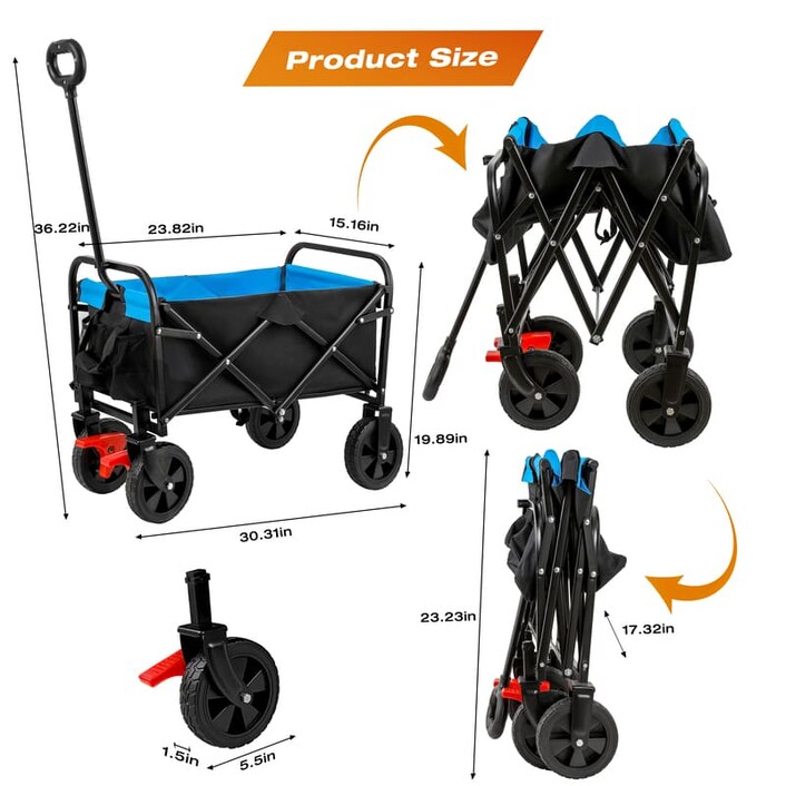 MFCB Mini Folding Wagon Cart with Brake | FLEXIMOUNTS
