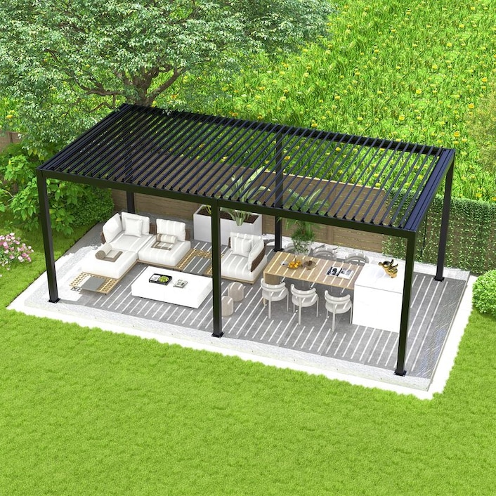 Outdoor Louver Pergola 10x19ft | FLEXIMOUNTS
