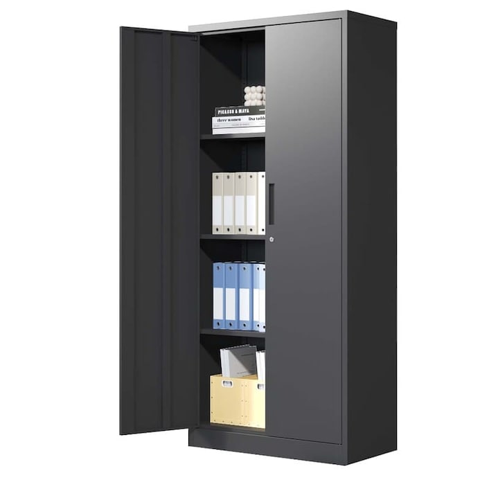 MoNiBloom Metal Storage Cabinet With Locking Door, 71" Garage Storage Cabinet With 6 Adjustable Shelves Steel Lockable File Office Home Grey White - View #4