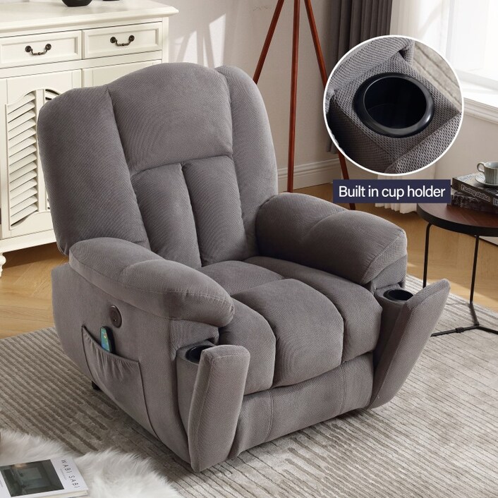 Recliner with massage and cup holder new arrivals