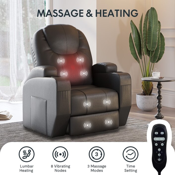 Massage recliner sales with cup holder