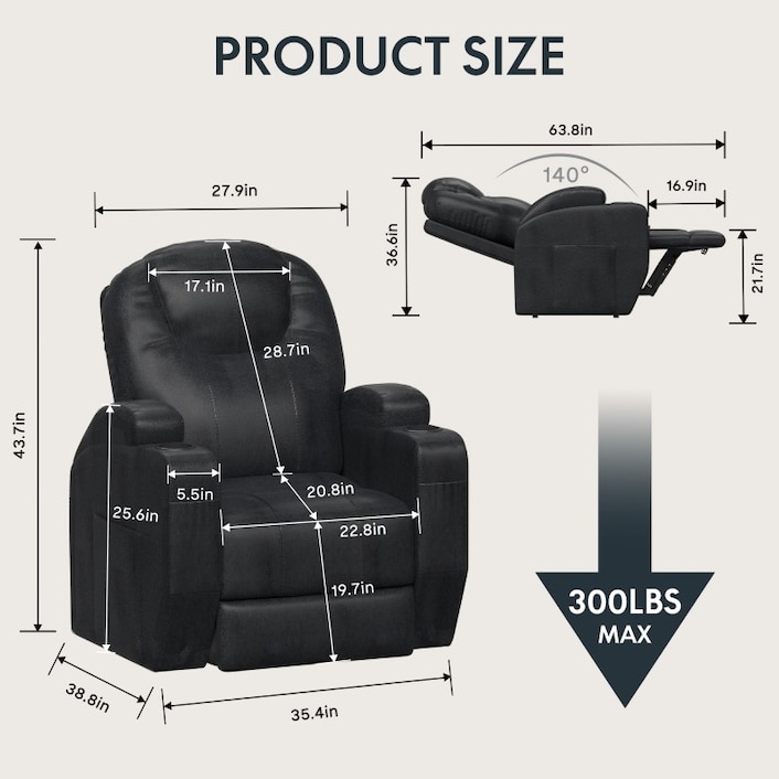 Recliner shop size chart