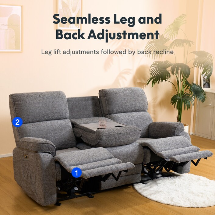 Reclining sofa with legs discount